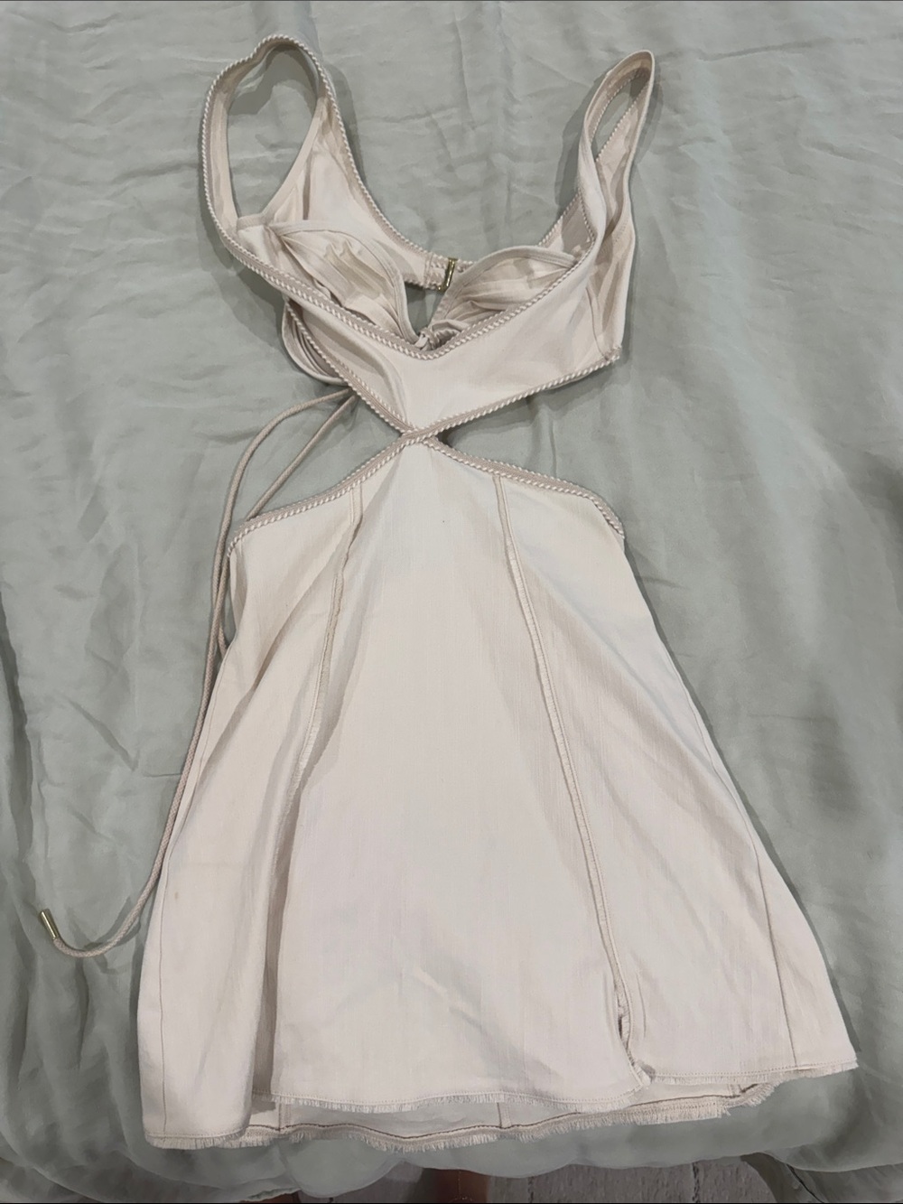 Pale Pink Cutout Mini Dress with Adjustable Straps